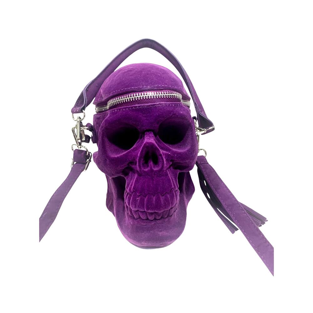 Killstar Grave Digger Velvet Skull Purple Plum Rare Gothic Purse Discontinued